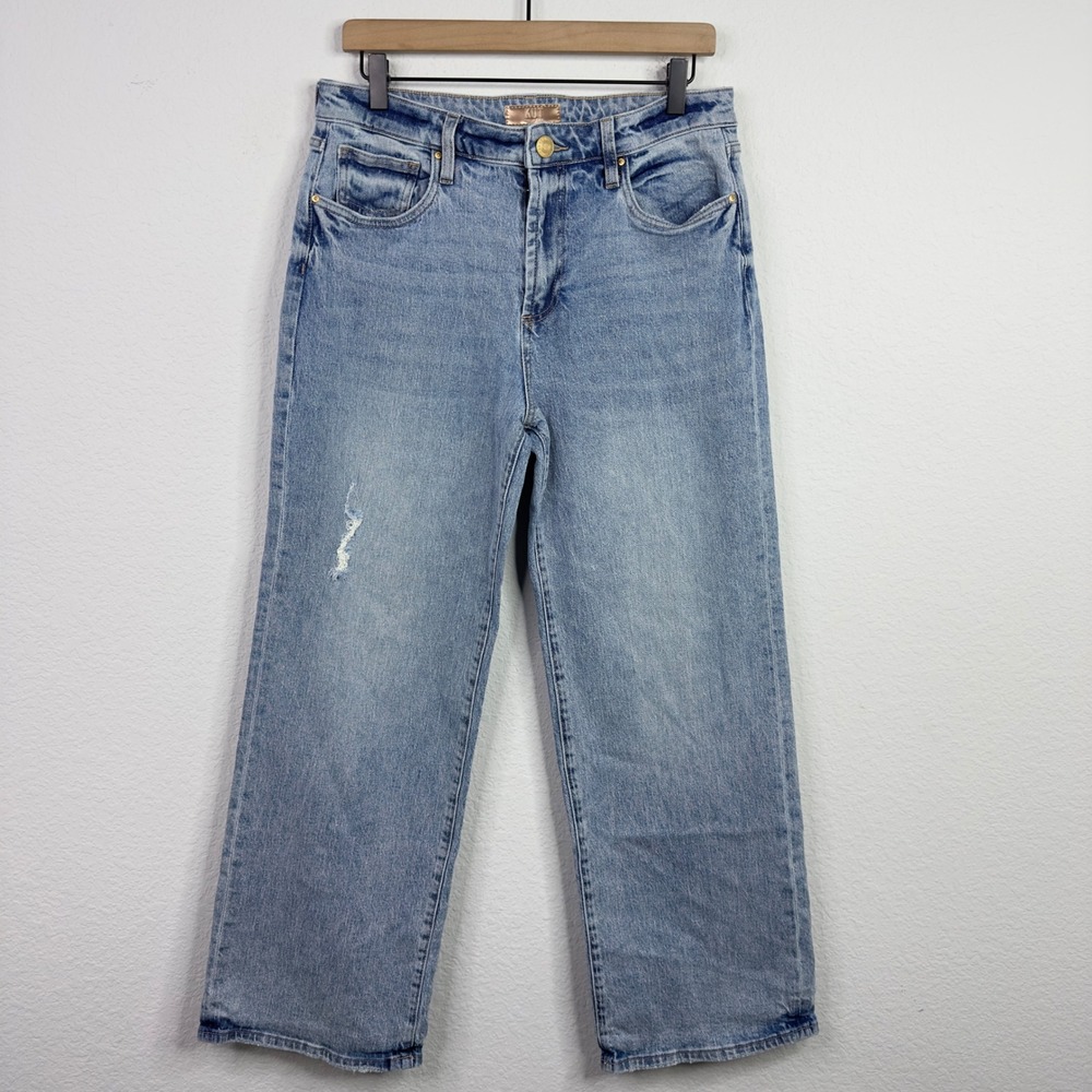 KUT From The Kloth Jeans Womens 10‎ Miller Wide Leg Distressed Denim Boho Y2K